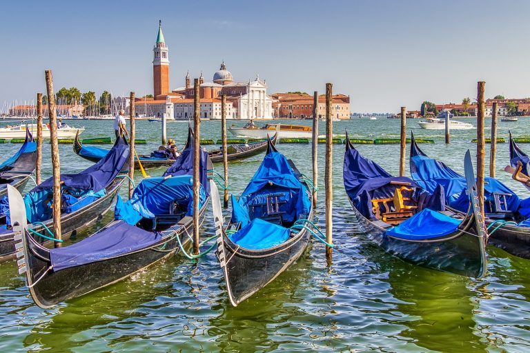 Gondola's on the Venetian canals in Venice, Italy