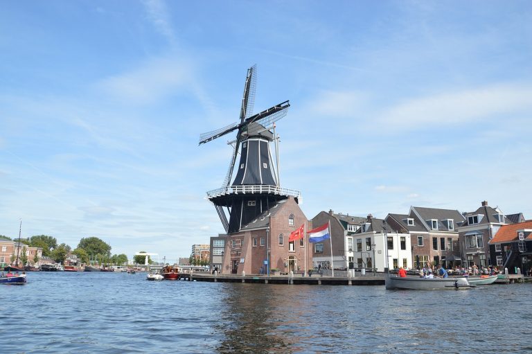 Windmills in Haarlem, A City in Netherlands