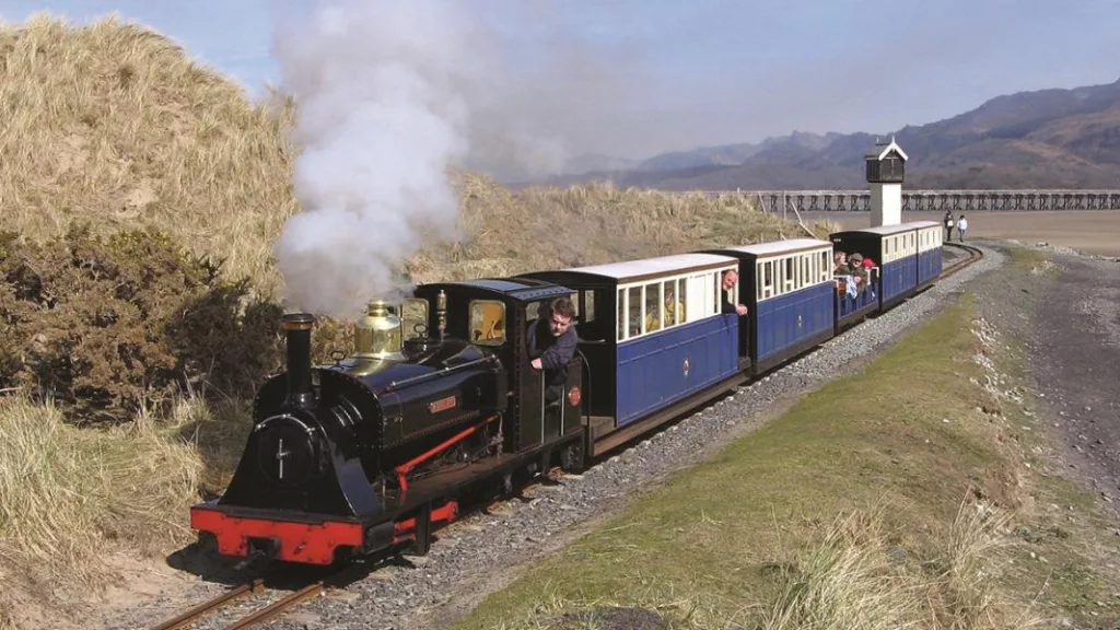 Fairbourne Steam Train Railway in Wales Countryside